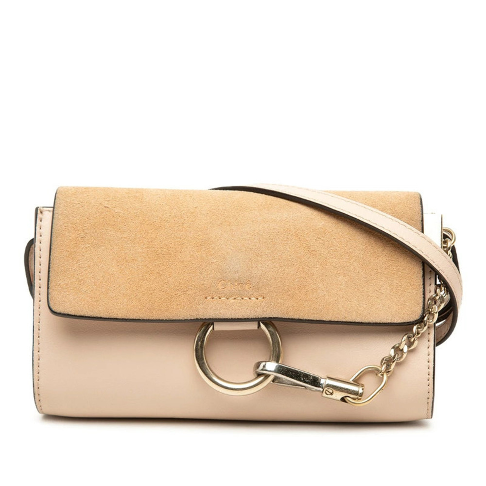 Chloe Faye Crossbody Shoulder Bag Leather Suede Pink